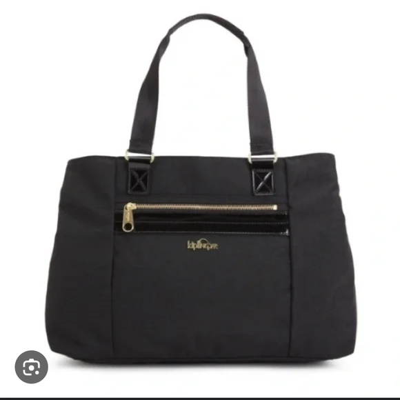Kipling Black Tote Bag with Gold Accents - Picture 1 of 5